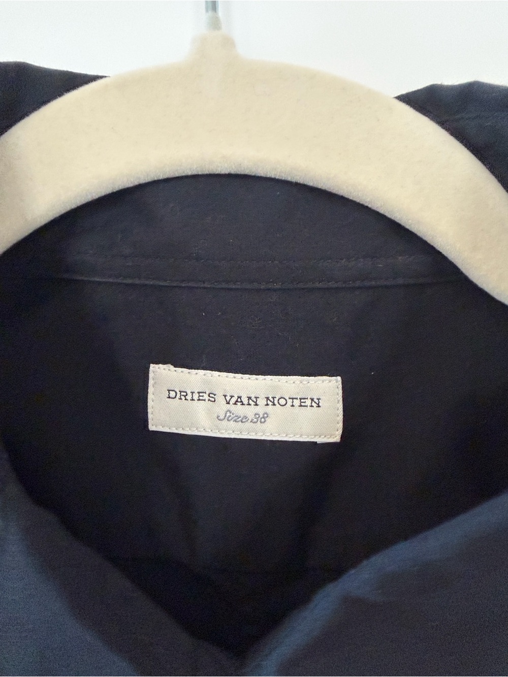 Dries Van Noten Black Button-Down Shirt with White/Silver hand paint Leaf Motif - Picture 2 of 11